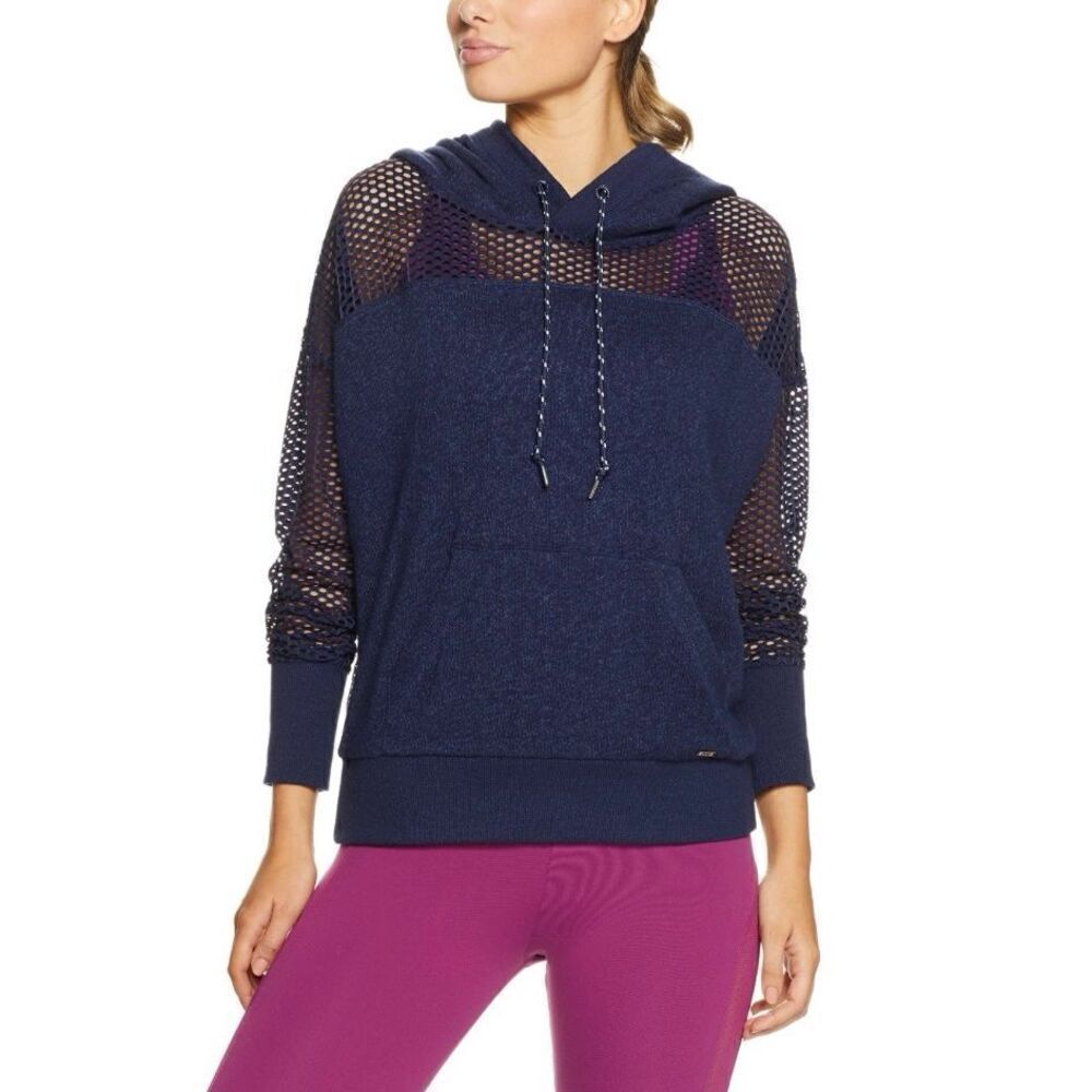 EUC Lorna Jane Movement mesh hoodie blue size medium